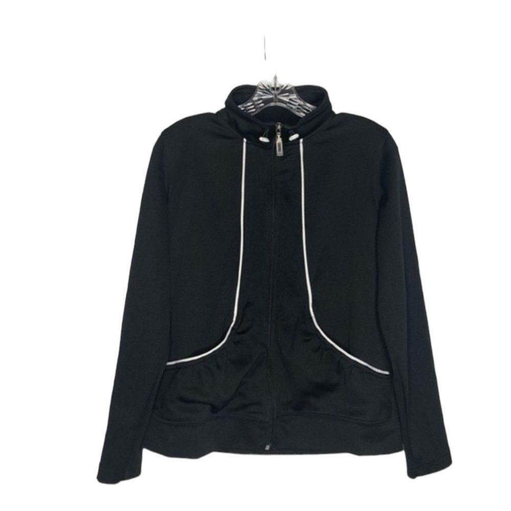 Silverwear Jacket Women’s M Black White Lightweight Athletic Full Zip Activewear
